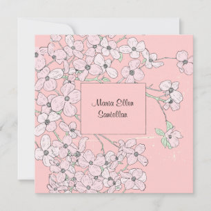  Roze Dogwood Baby shower Uitnodiging