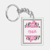 Roze Dogwood Blossom - Gepersonaliseerd Sleutelhanger (Voorkant Links)