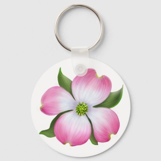 Roze Dogwood Blossom Sleutelhanger (Voorkant)
