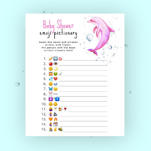 Roze dolfijn baby shower - Emoji afbeelding spel