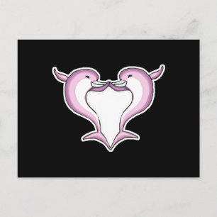 roze dolfijn hart briefkaart