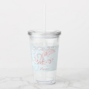 Roze dolfijn op maat gepersonaliseerd acryltumbler acryl drinkbeker