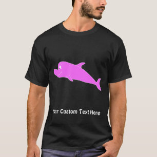 Roze dolfijn op zwart. t-shirt