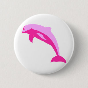 Roze dolfijn ronde button 5,7 cm