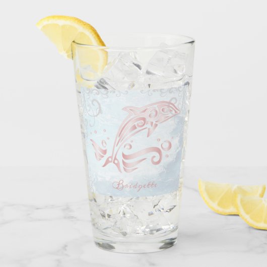 Roze dolfijn, speciaal glas (Voorkant ijs)