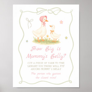 Roze Domme Gans Baby shower Hoe Groot is Haar Buik Poster