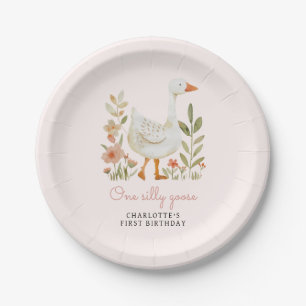 Roze Domme Gans Verjaardag Papieren Bordje