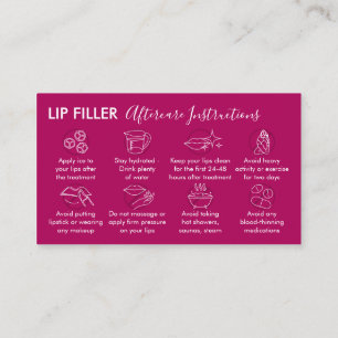 Roze, donkerdere Lip Filler Aftercare Instructions Visitekaartje