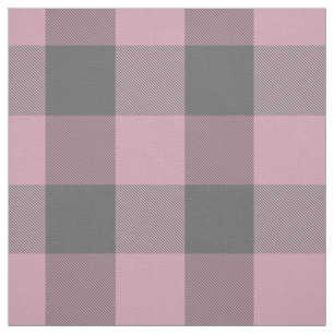 Roze donkergrijze buffalo plaid stof
