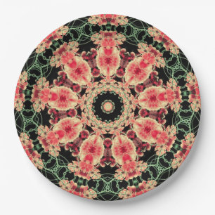 Roze & Donkergroen Fractal Kaleidoscoop Bord