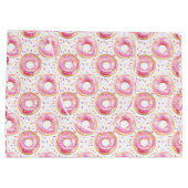 Roze Donut Aquarel Verjaardagsfeest Zak Groot Cadeauzakje (Achterkant)