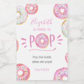 Roze Donut Baby Pop het Wanneer Ze Poppen Wijn Etiket (Enkel label)