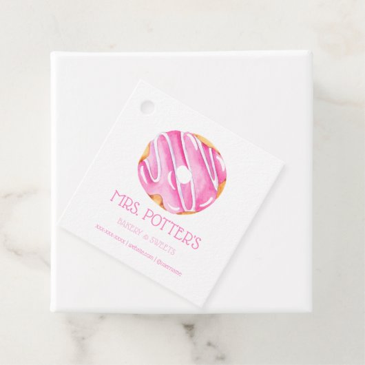 Roze Donut Bakkerij Dessert Kleine Bedrijf Bedankjes Labels (In situ)