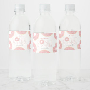 Roze Donut & Diapers Baby Sprinkle Waterfles Etiket