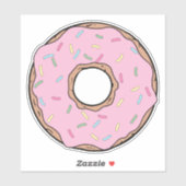 Roze Donut, Doughnut, Frosting, Icing, Sprinkles Sticker (Vel)