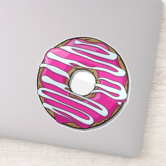 Roze Donut, Doughnut, Icing, Frosting, Glaze Sticker (Detail)