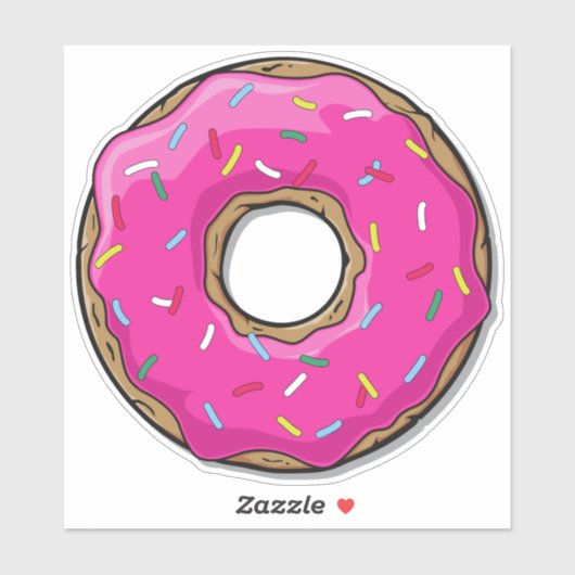 Roze Donut, Doughnut, Icing, Sprinkles, Frosting Sticker (Vel)