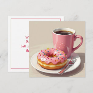 Roze Donut en Koffie Contact houden Kaart