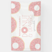 Roze Donut & Luiers Sprinkle Baby shower Spandoek (Verticaal)