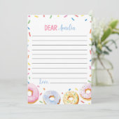 Roze Donut Meisje Tijd Capsule Nota Bericht Kaart (Staand voorkant)