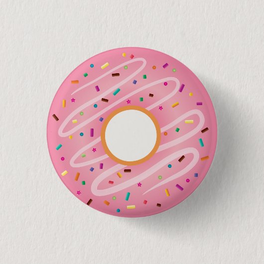 Roze Donut met regenboogspringen Ronde Button 3,2 Cm (Voorkant)