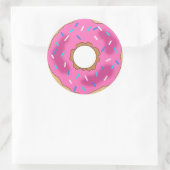 Roze Donut met sproeiers Ronde Sticker (Tas)