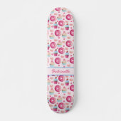 Roze Donut Pattern Skateboard (Voorkant)