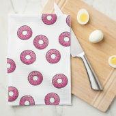 Roze Donut Pattern Theedoek (Quarter Fold)
