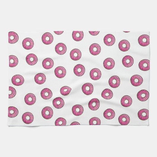 Roze Donut Pattern Theedoek (Horizontaal)