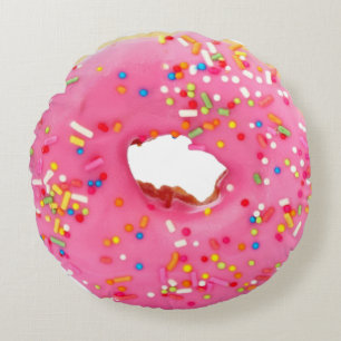 Roze donut rond kussen