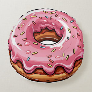 Roze Donut Rond Kussen