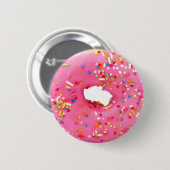 Roze donut ronde button 5,7 cm (Voorkant /achterkant)