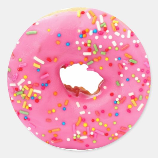 Roze donut ronde sticker (Voorkant)
