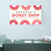 Roze Donut Shop Birthday Party Spandoek (Beurs)