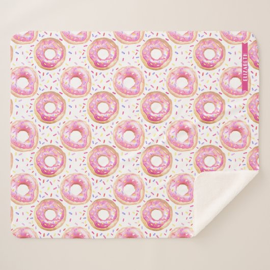 Roze Donut Sprinkle Pattern Sherpa Gooi Deken (Voorkant (horizontaal))