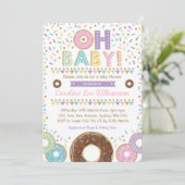 Roze Donut Sprinkles Meisje Baby shower uitnodigin Kaart (Staand voorkant)