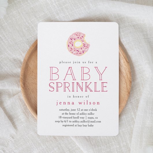 Roze Donut Sprinkles | Uitnodiging voor Baby Sprin