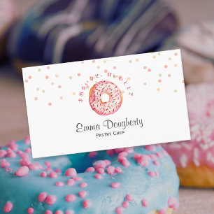 Roze Donut Strooisel Waterverf Bakkerij Gebak Bank Visitekaartje