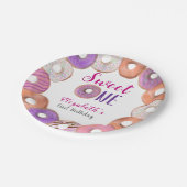 Roze Donut Sweet One First Birthday Custom Papieren Bordje (Gekanteld)