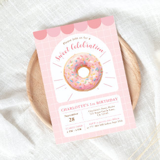 Roze Donut Sweet Shop Uitnodiging voor verjaardag