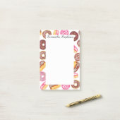 Roze Donut Typografie en Waterverf Cute Donuts Post-it® Notes (Op bureau)