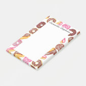 Roze Donut Typografie en Waterverf Cute Donuts Post-it® Notes (Schuin)