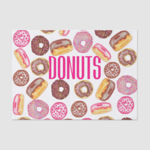 Roze Donut Typografie en Waterverf Cute Donuts Tissuepapier