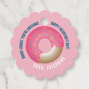 Roze Donut Vergeet je Geweldige Valentijnsdag Bedankjes Labels