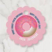 Roze Donut Vergeet je Geweldige Valentijnsdag Bedankjes Labels (Voorkant)