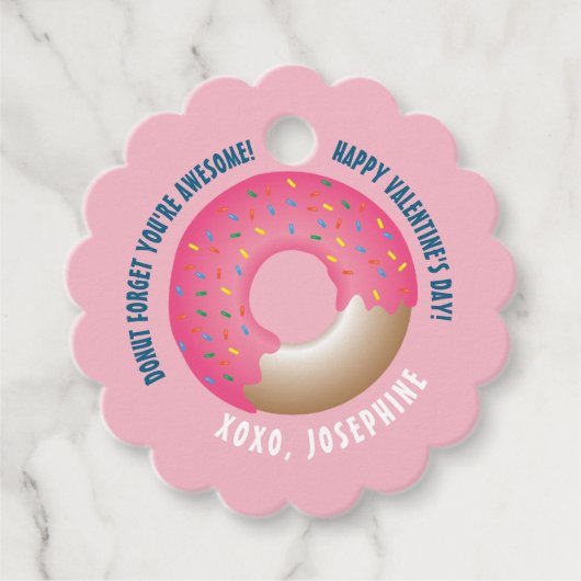 Roze Donut Vergeet je Geweldige Valentijnsdag Bedankjes Labels (Voorkant)