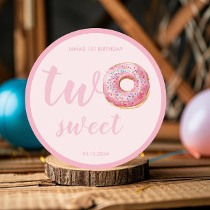 Roze Donut Verjaardag Ronde Sticker