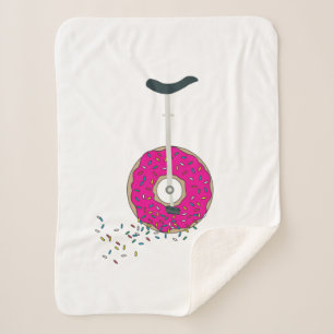 Roze Donut Wheel Unicycle met kleurrijke sprinken Sherpa Deken