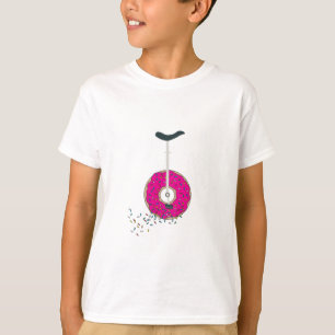Roze donut wiel eenwieler kleurrijke sprinkles t-shirt