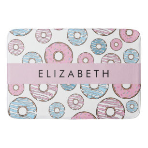 Roze Donuts, Blauwe Donuts, Sprinkles, Jouw naam Badmat